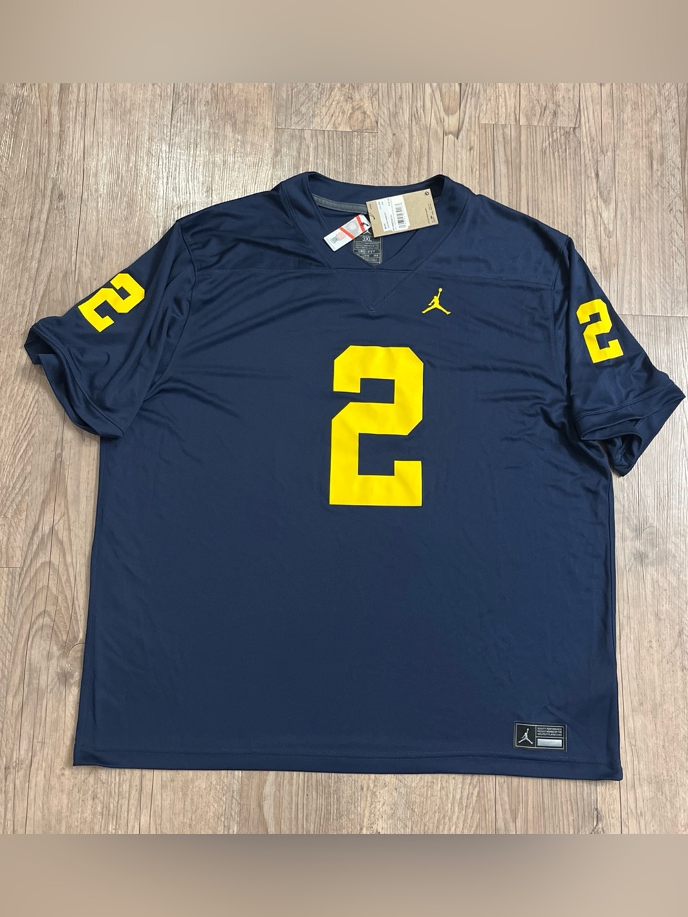 NWT Jordan Michigan Wolverines#2 Will Johnson Football Jersey Navy Blue Size 3XL